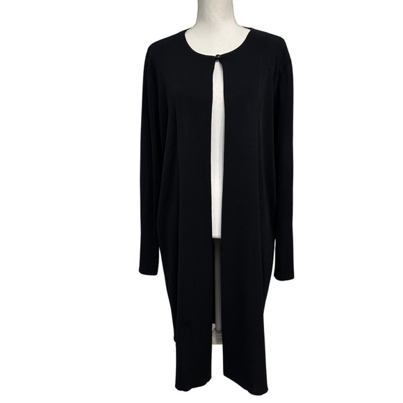 Misook Duster Cardigan Long Length SZ 2X Black Old Money Capsule Wardrobe EUC - Picture 1 of 7
